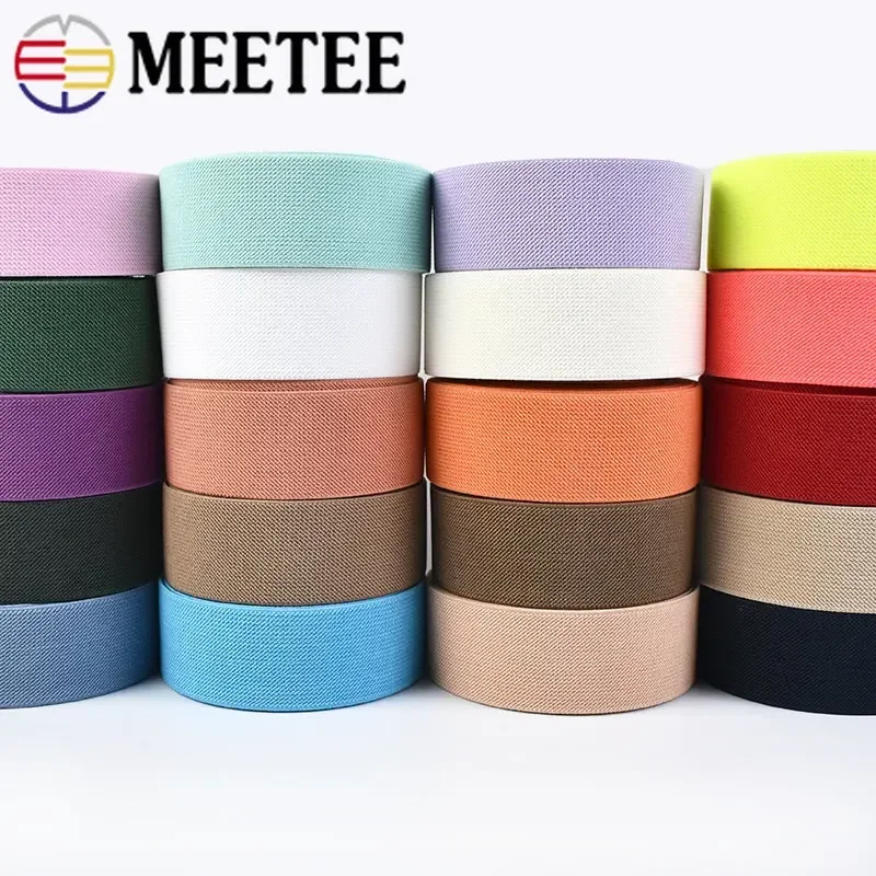 Meetee 2/3Meters 25-40mm Elastic Band for Repair Garment Trousers Pants Stretch Strap Fabric Tape DIY Clothes Sewing Accessories