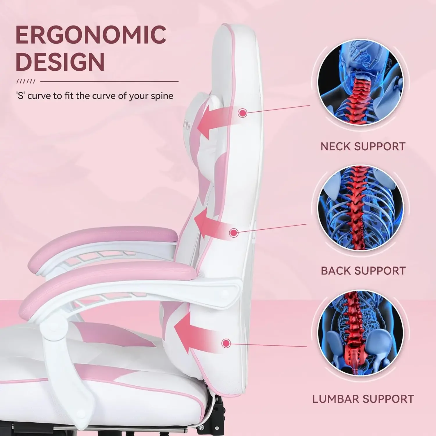 Gaming Chair with Massager, Computer Gaming Chairs with Footrest for Adults PU Leather High Back Racing Style Gamer Chairs