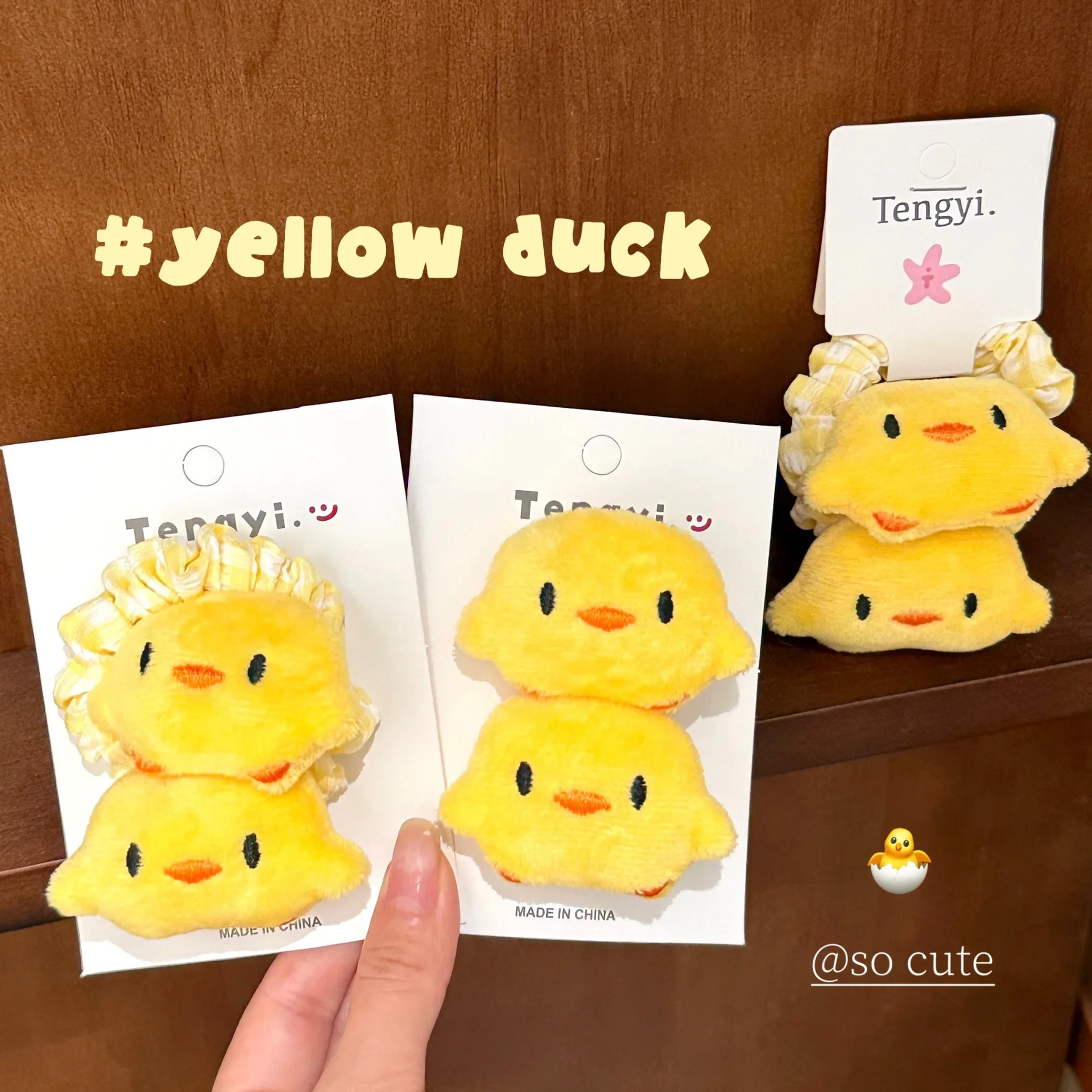 2/6 Pcs Cute Plush Little Yellow Chicken Hair Accessories Versatile Hairstring Cartoon bangs duckbill clip headband