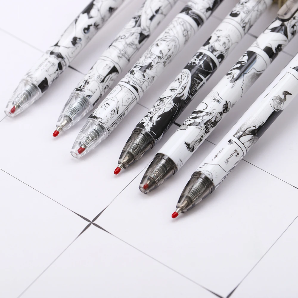 6 Piece Cute Gel Pen Creative Cartoon Press Stationery Kawaii Funny Pens