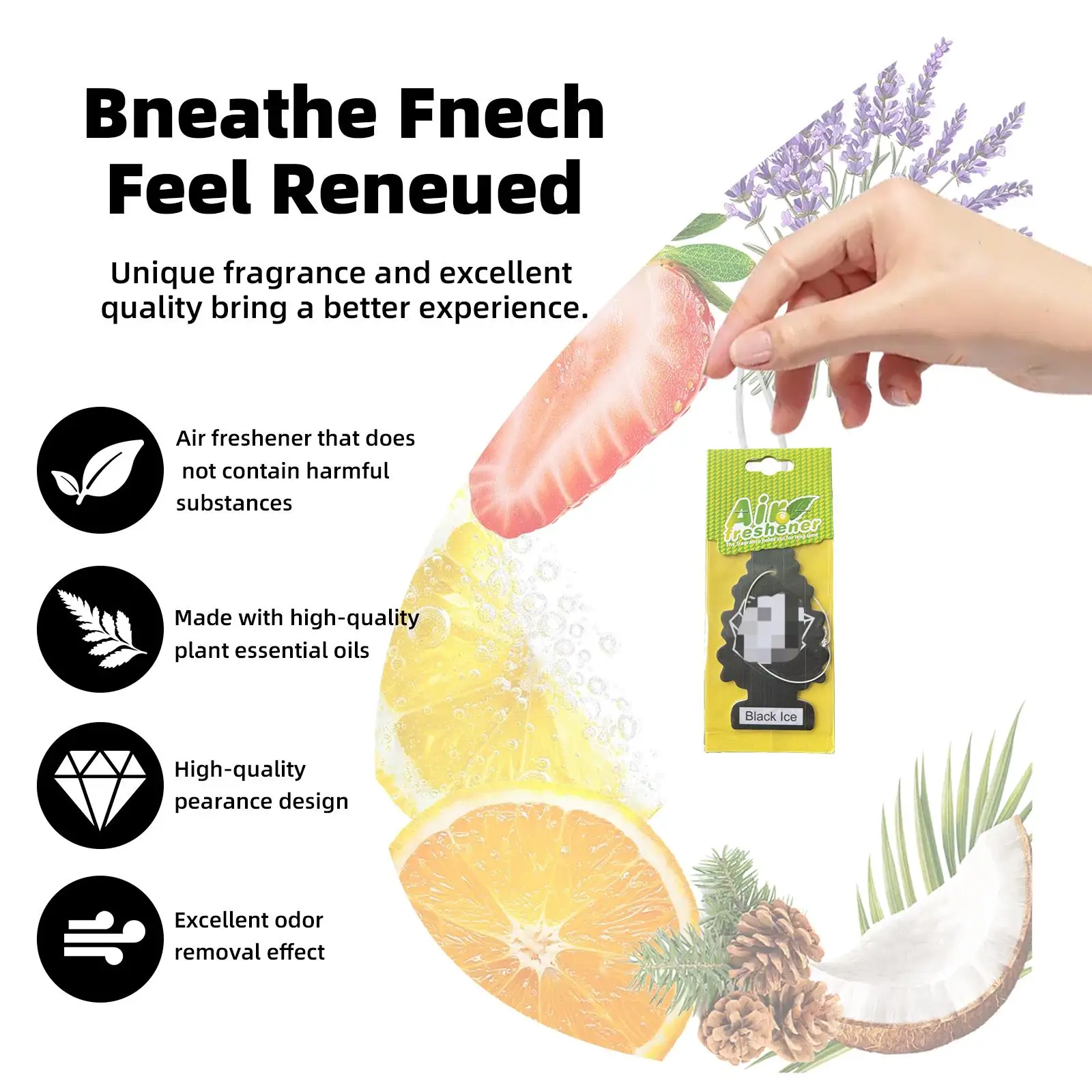 5/10/20 قطعة معطر هواء للسيارة بأشكال عشوائية ورائحة ثلج سوداء، ورق طبيعي معطر للشاي، نوع معلق مثبت على السيارة، انت السيارة #5