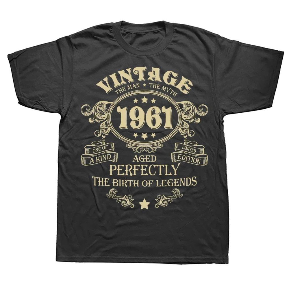 

Винтажные футболки 1961 года The Man The Myth The Birth of Legends, хлопковая уличная одежда с графическим рисунком, летняя футболка с короткими рукавами, подарки на день рождения