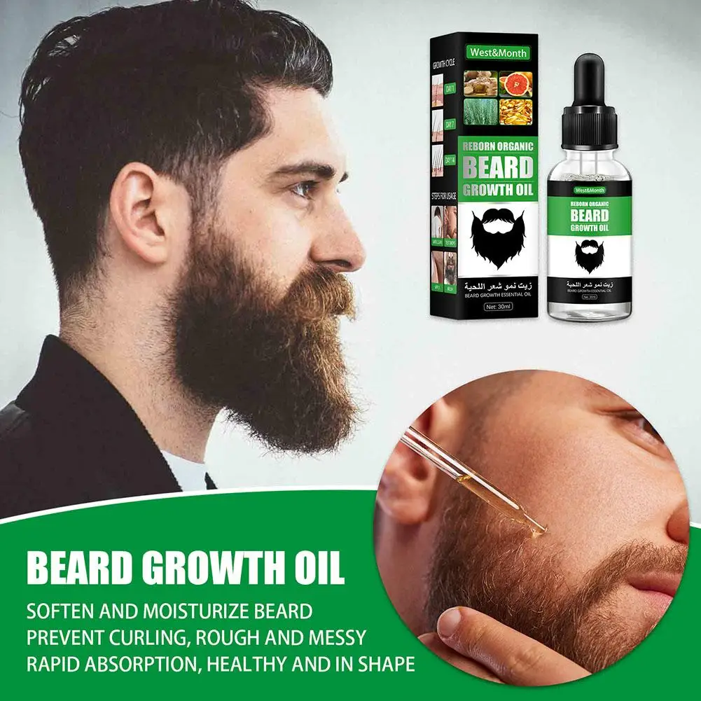 Aceite esencial para la barba para hombres, producto anticaída de cabello, aceite Natural para el crecimiento del bigote, rodillo nutritivo para el cuidado de la barba E6O2, nuevo