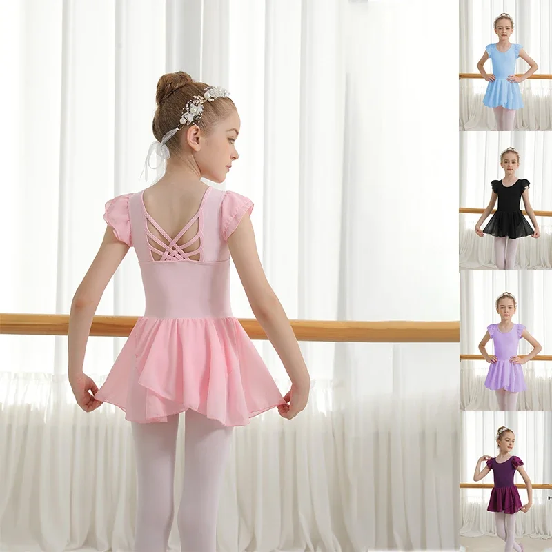 Mädchen Ballett-Tanzanzug Niedlicher Schmetterling Rückenfreier Chiffon-Rock Kinder Tanzkleid – Detail 4
