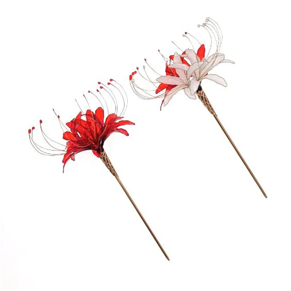 Handwork Red Lycoris Radiata Flower Hair Stick Ancient Style  display picture 1