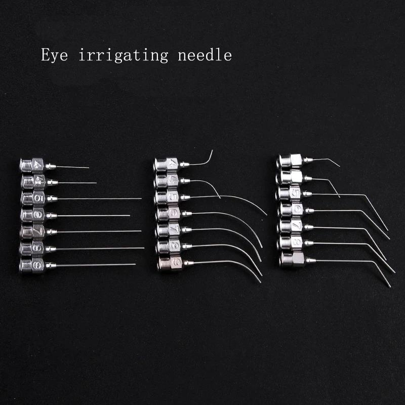 Aguja de riego oftálmica de acero inoxidable, conducto lacrimal oral de ángulo recto, disisoinfección repetida, 4/5/6/7/8/9