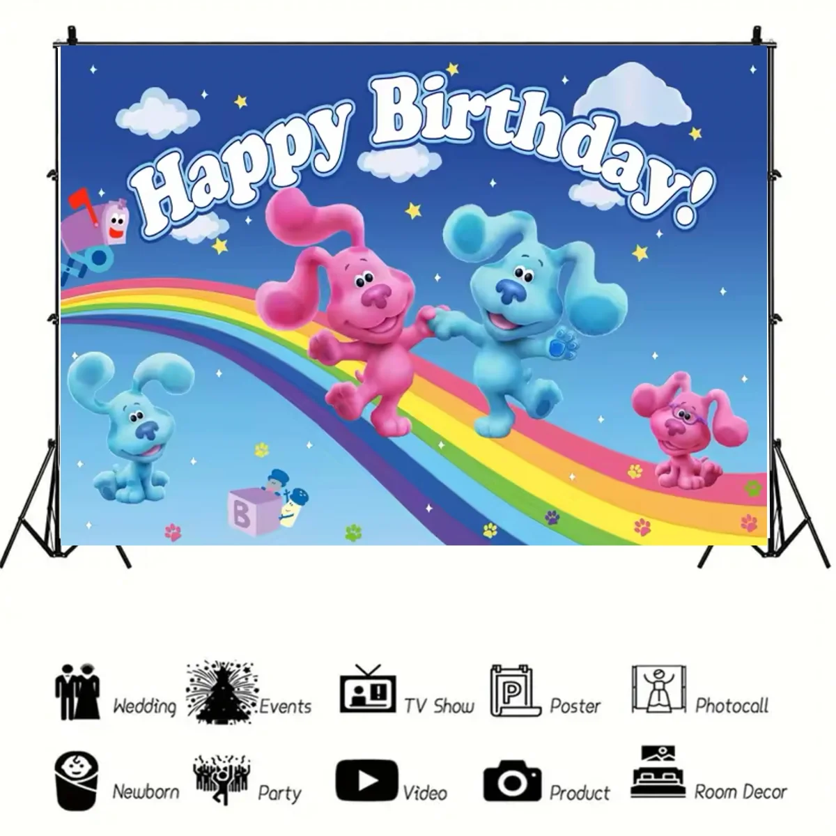 Umi Cartoon clue  blue puppy theme birthday party decoration background children early education baby bath photography props