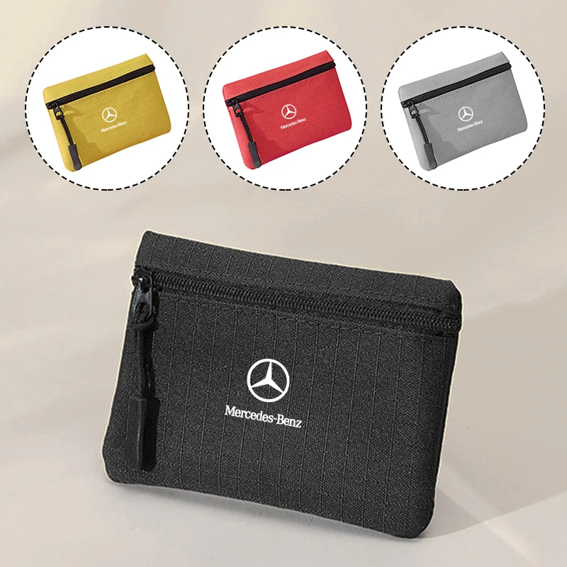 Bank ID Card Wallet Mini Zipper Men Women Coin Purse Key Bag Organizer For Mercedes Benz AMG A C E S V Class W204 W177 C180 C300