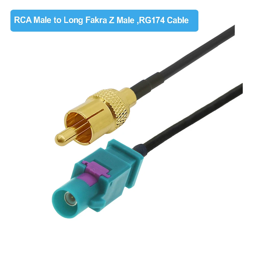 1PCS RCA Male Plug to Fakra Z Male Video Cable Adapter RG174 Pigtail Car Parking Reversing Rear View Camera Cable