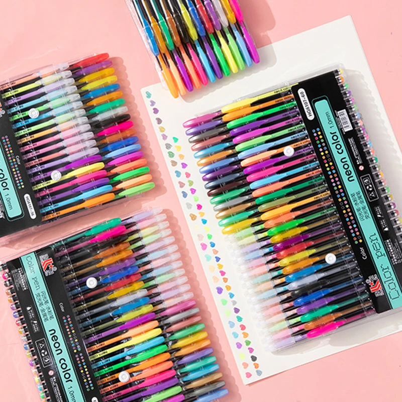Zestaw 60, zestaw kolorowych długopisów żelowych, brokatowy metaliczny pastelowy długopis neonowy 12, 24, 36, 48 kolorów