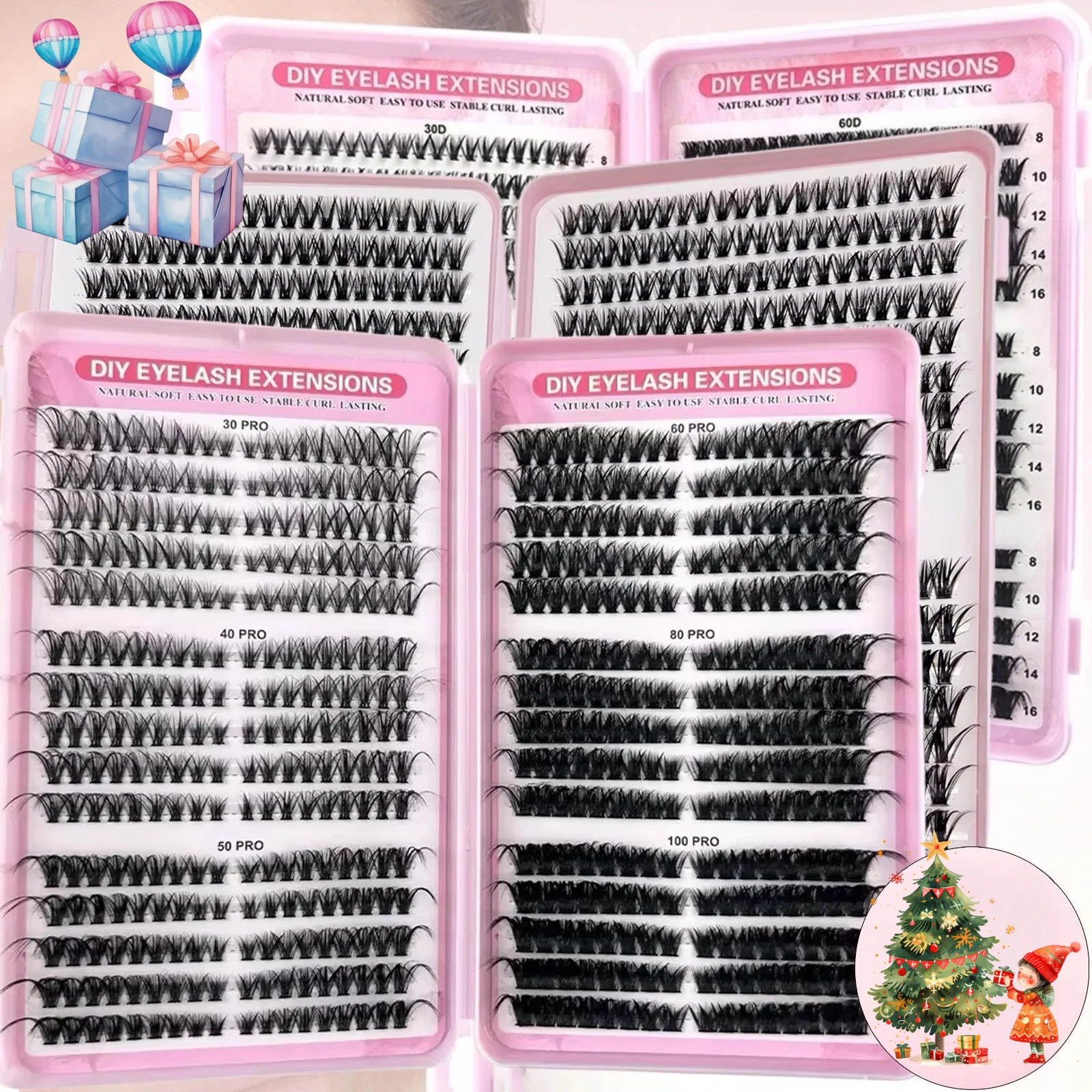 Thick & Fluffy DIY Cluster Lashes 30D/100D Mixed Density Mixed Length Individual Eyelash Extension