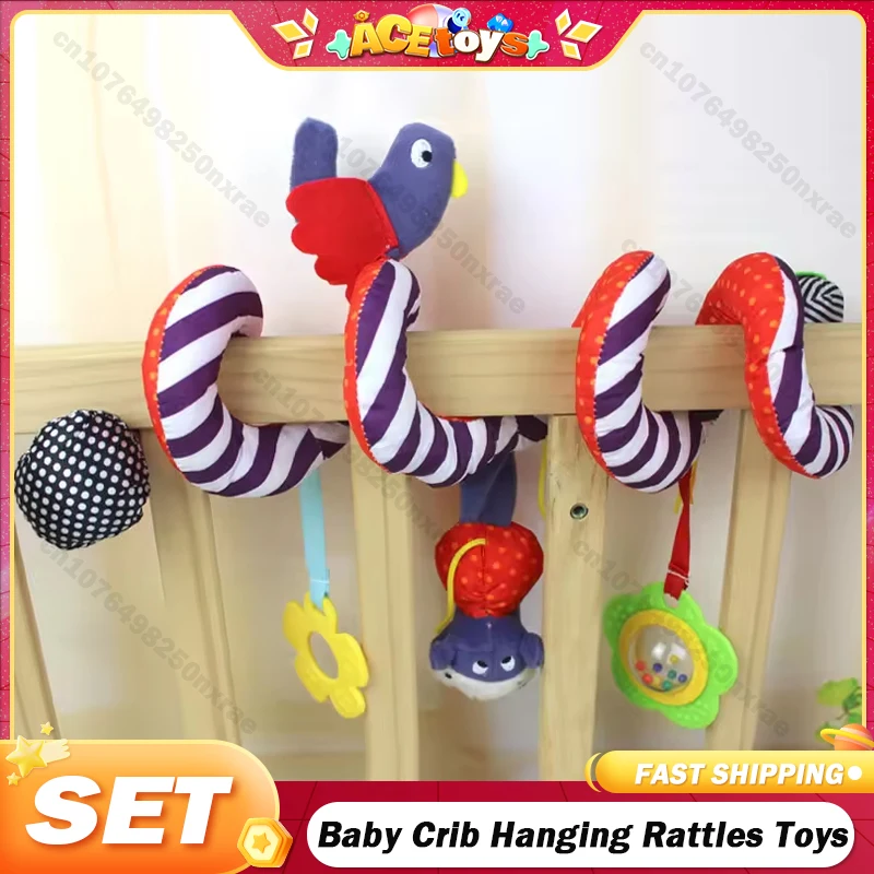 

Cute Baby Crib Hanging Rattles Educational Toys Car Seat Toy Soft Mobiles Stroller Crib Spiral Toy Pram Hanging Dolls Baby Gift