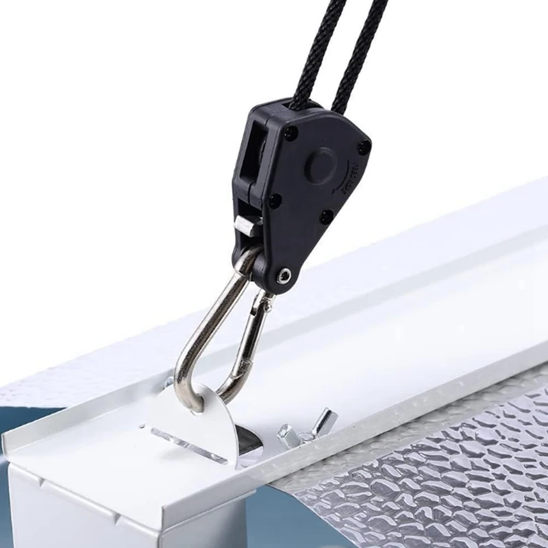 Confezione da 4 lampade da coltivazione a cricchetto con gancio per fune di sollevamento da 1/8 pollici, ingranaggi interni in metallo rinforzato