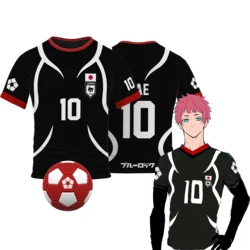 Blue Lock Japan U20 Black Cartoon Anime Cosplay Jersey pour hommes et femmes, T-shirt d'été à manches courtes pour enfants, T-shirt à séchage rapide, Mode