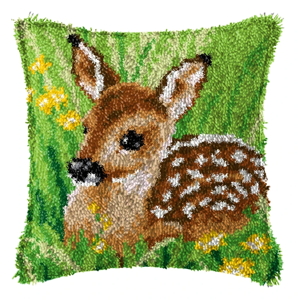 Animals Smyrna Latch Hook Pillow Carpet Embroidery Do-It-Yourself Carpet Cushion Button Package Latch Hook Rug Kits knoopkussen