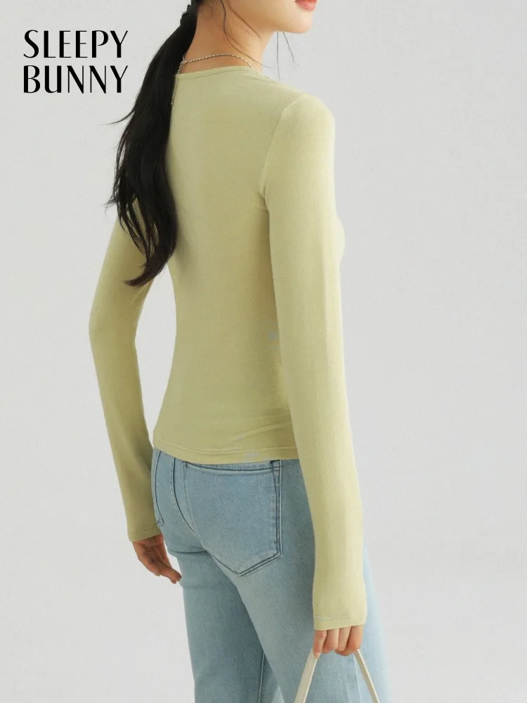 

Футболка Slim Fit с v-образным вырезом и длинным рукавом для женщин, эластичный топ, элегантный повседневный базовый слой, наряд для осенней повседневной носки, офисный стиль