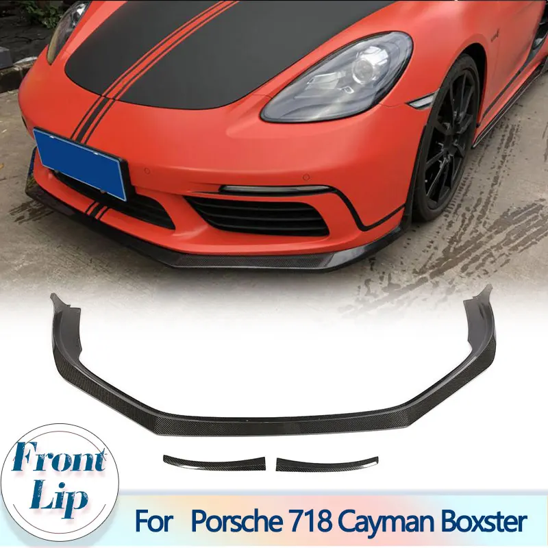 

Передний бампер, спойлер для Porsche 718 Cayman Boxster Base S 2-Door 2017 2018 углеродное волокно, передняя губа, фартук для подбородка, комплекты кузова