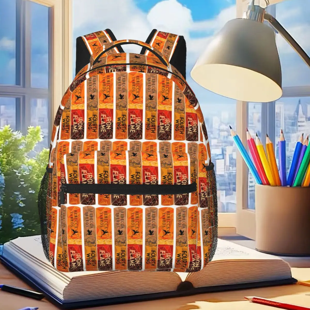 Fourth Wing, Iron Flame By Rebecca Yarros Book Spines Backpack Student Boys Girls BookBag Kids School Bag Computer Shoulder Bags
