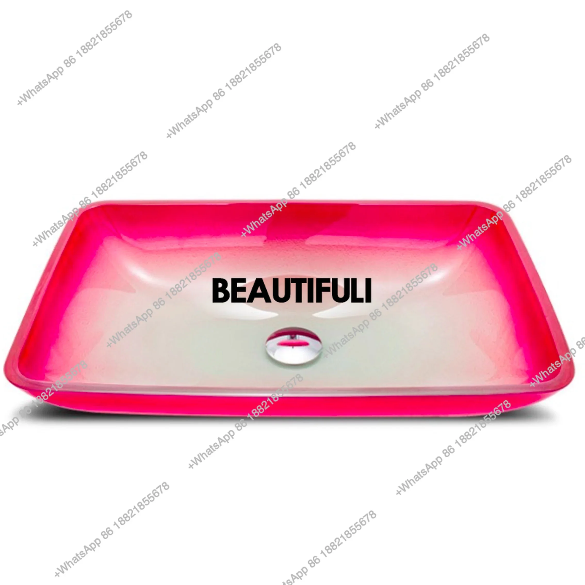 

RR Tempered Glass Wash Basin Art Counter Sink Pink Above Washing Basin L570*W370*H110