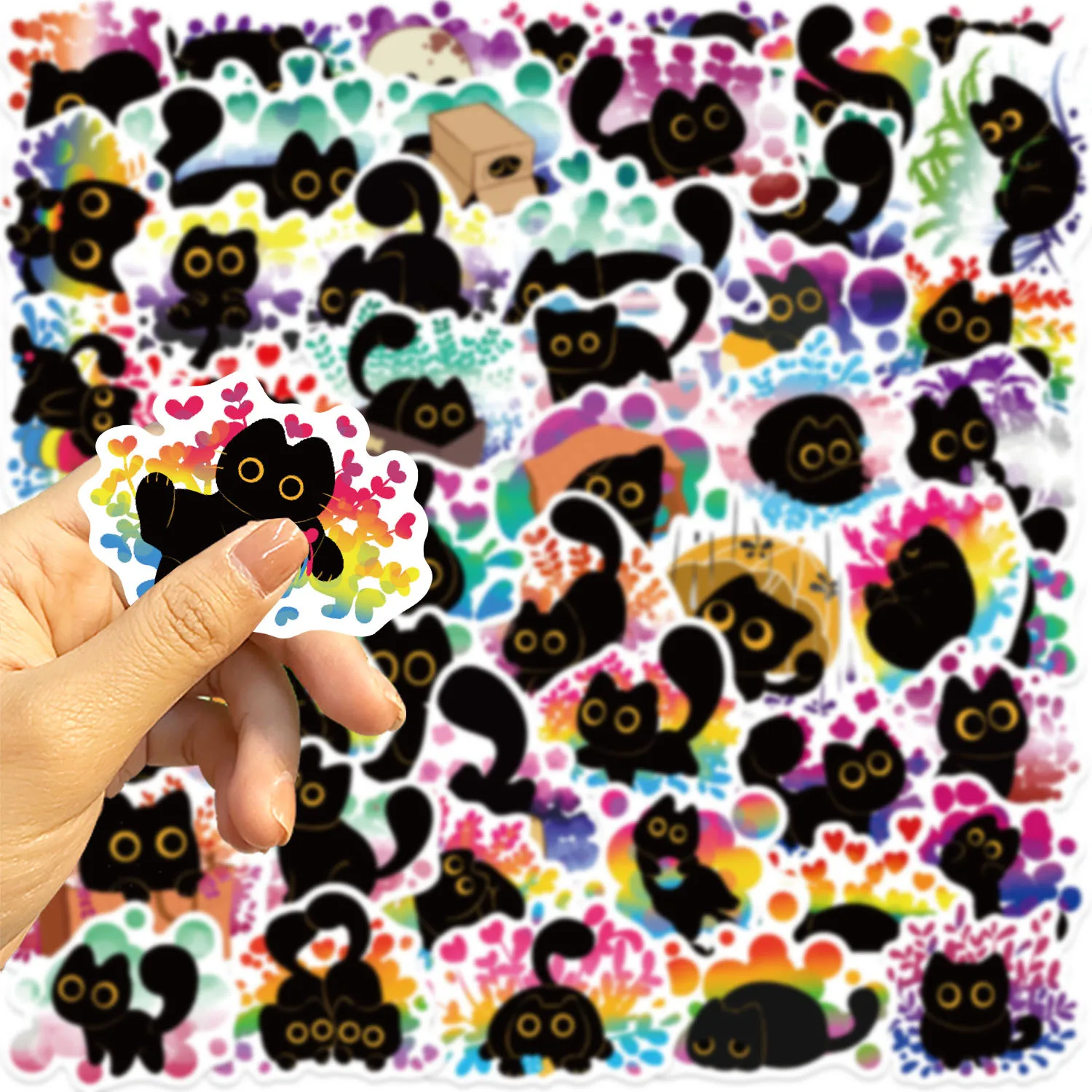 

10/30/50PCS Black Cat Stickers Pride Cartoon Decoration Cute Kitten Decals Kids Toys Laptop Guitar Car Bike Skateboard Sticker