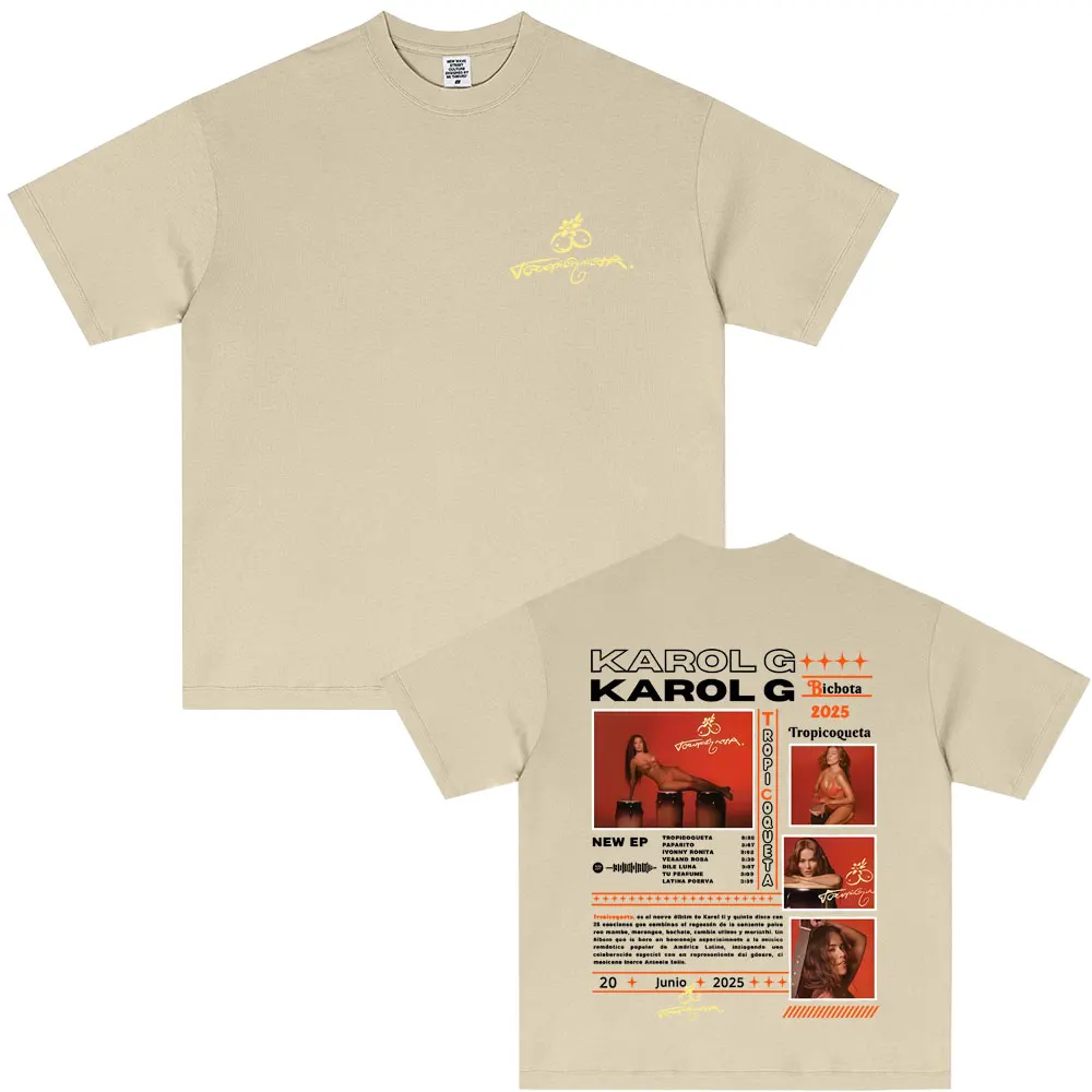 

Singer Karol G Album Tropicoqueta 2025 T-shirt Men Women Hip Hop Fashion Vintage T-shirts Men's Casual Cotton Oversized T Shirts
