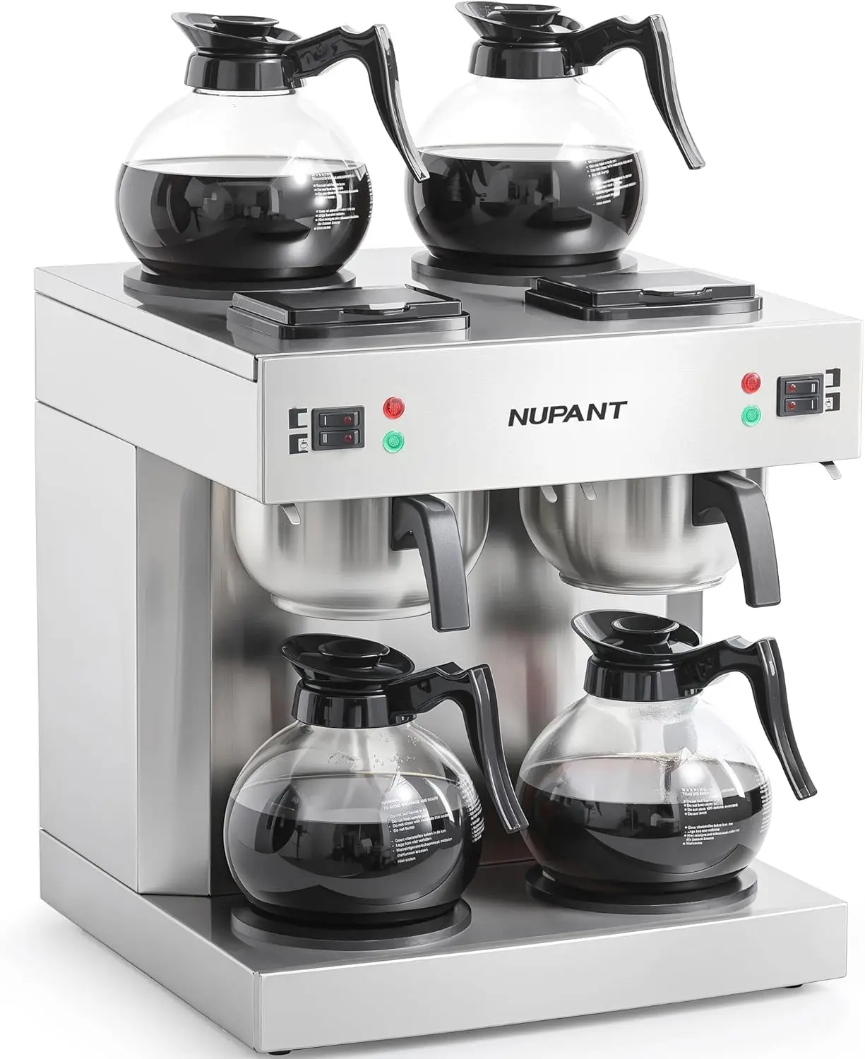 

Dual Drip Commercial Coffee Maker, 200 Cup/hour, 7.2L Pour Over Coffee Machine with 4 Glass Carafe and 4 Warmers, Stainless Stee