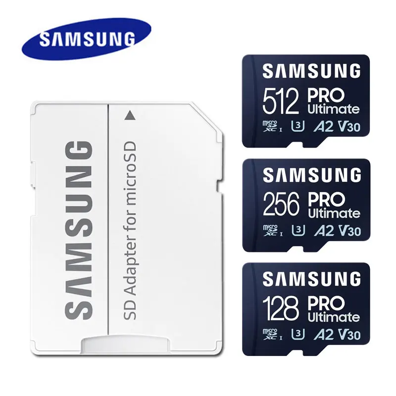 

SAMSUNG Original PRO Ultimate microSDXC Memory Card C10 TF MicroSD Cards 128GB 256GB 512GB U3 A2 4K For Phone Drone Camera