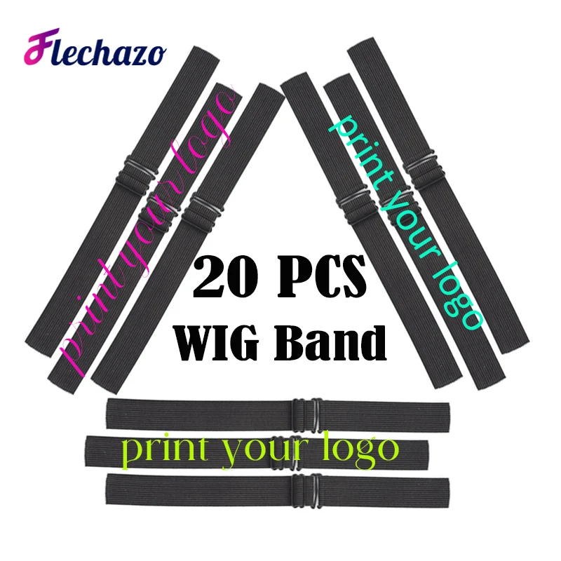 

Adjustable Band For Glue Less Wigs 20Pcs Sturdy Elastic Bands Customize Logo Wig Band With Adjustable Strap For Big Small Head