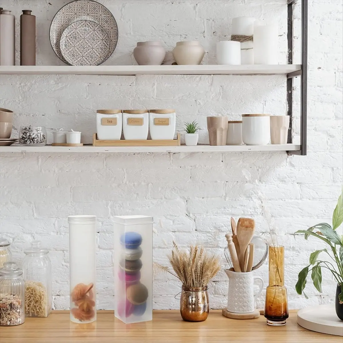 Contenedor de galletas de plástico, contenedor de almacenamiento de galletas saltine, soporte de plástico para galletas, se mantiene fresco, redondo y cuadrado, 6 uds.