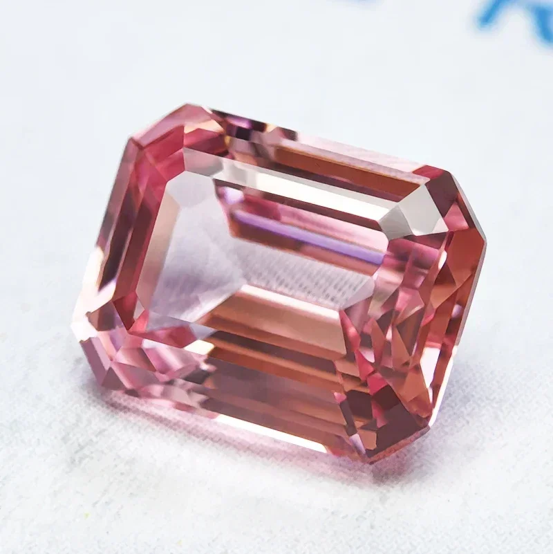 Lab Grown Padparadscha Red Lotus Color Emerald Cut Selectable AGL Certificate Gemstone Charms DIY Top Jewelry Making Materials