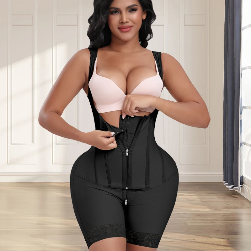 Women Firm Tummy Control Full Body Shaper Lipo Post-op Recovery 11 Steel Bone Waist Cinchers Post Surgery Shapewear Bodysuit