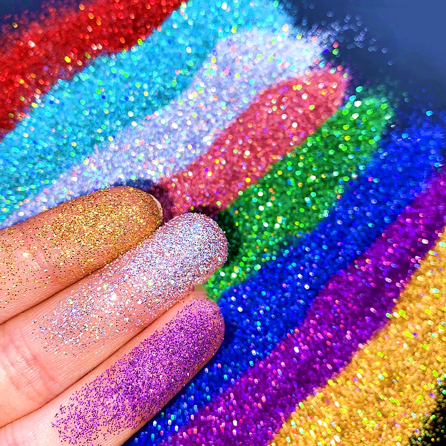 100g Laser Holographic Nail Glitter Powder Rainbow Linear 0.2mm 008'' Size Dazzling Sparkle for Nail Art Salon&Jewelry Making