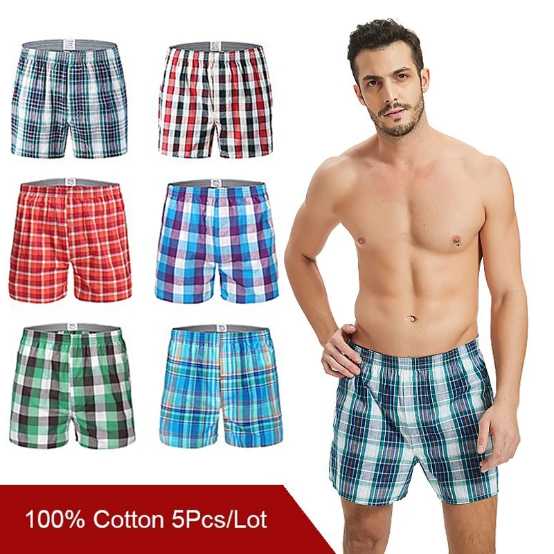 

Men's Casual Cotton Sleep Underpants, Underwear, Boxers Shorts, Quality Plaid, Loose, Comfortable Homewear, Striped Arrow Pantie