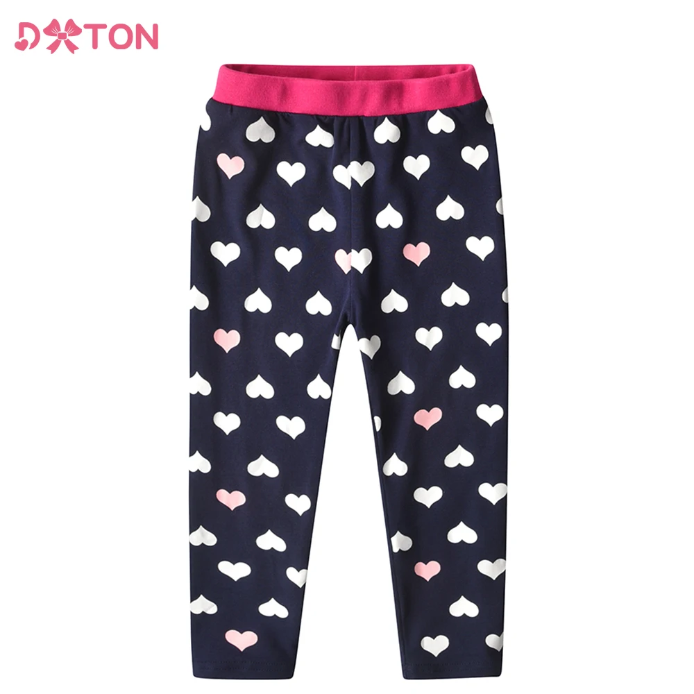 DXTON Girls Heart Shape Print Leggings Pants Girls Cotton Trousers Autumn Spring Kids Skinny Pencil Pants Toddlers Costumes