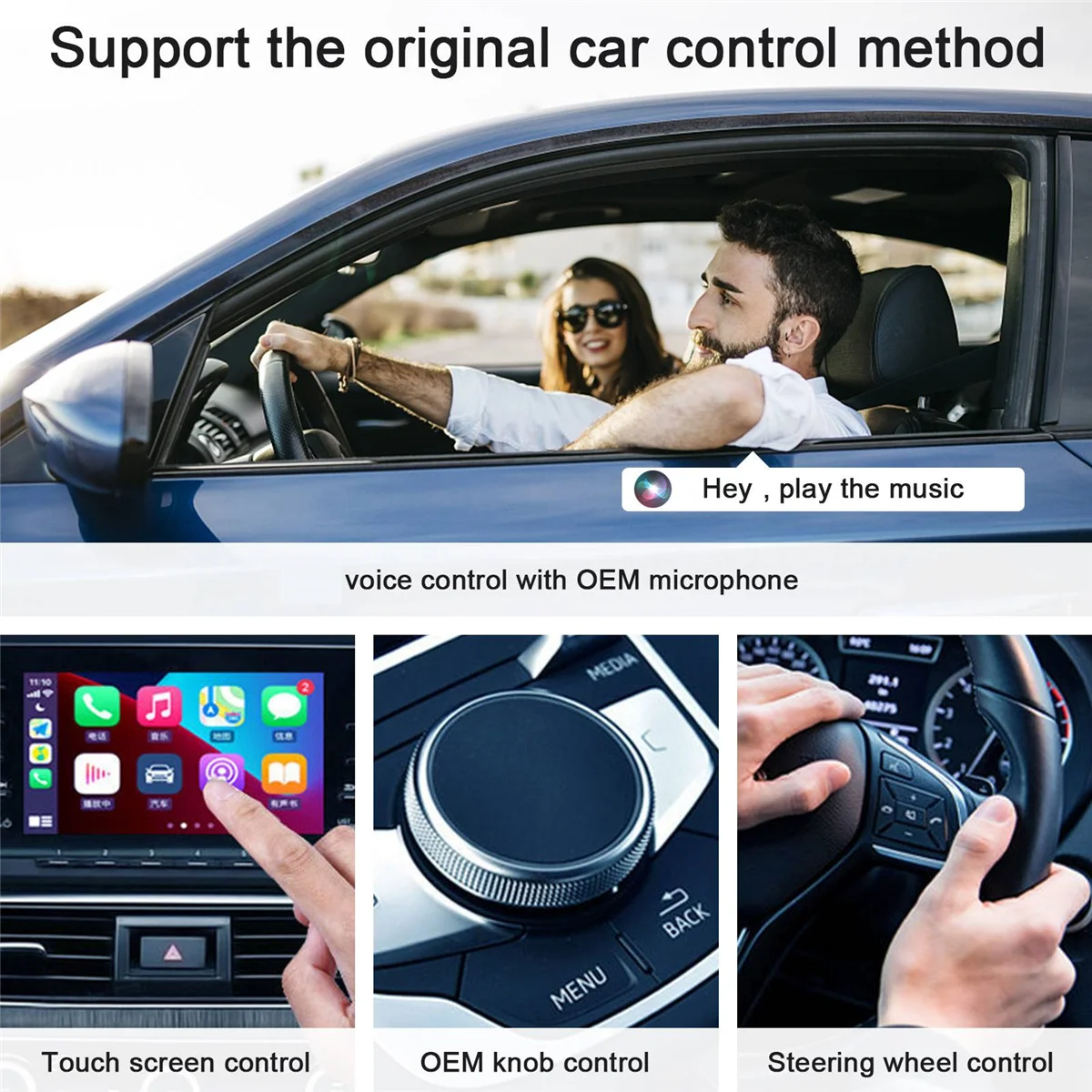 Carplay Wireless Adapter for Apple 5GHz WiFi Automatic Connection Bluetooth Carplay Adapter for OEM Car Model 2015+ A