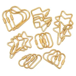 4Pcs Stainless Steel Oval Square Heart Screw Locking Clasp Clasps for Keychain Necklace DIY Jewelry Making