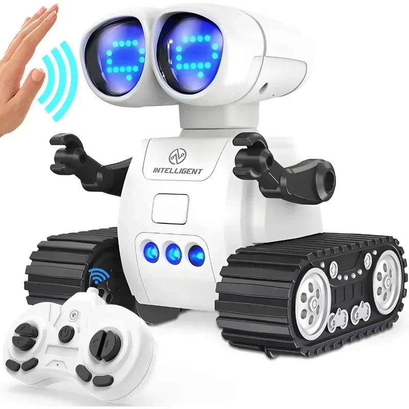 2026New Rechargeable remote control robot toy with music, LED eyes, walkie talkie, children's robot toy, children's RC robot