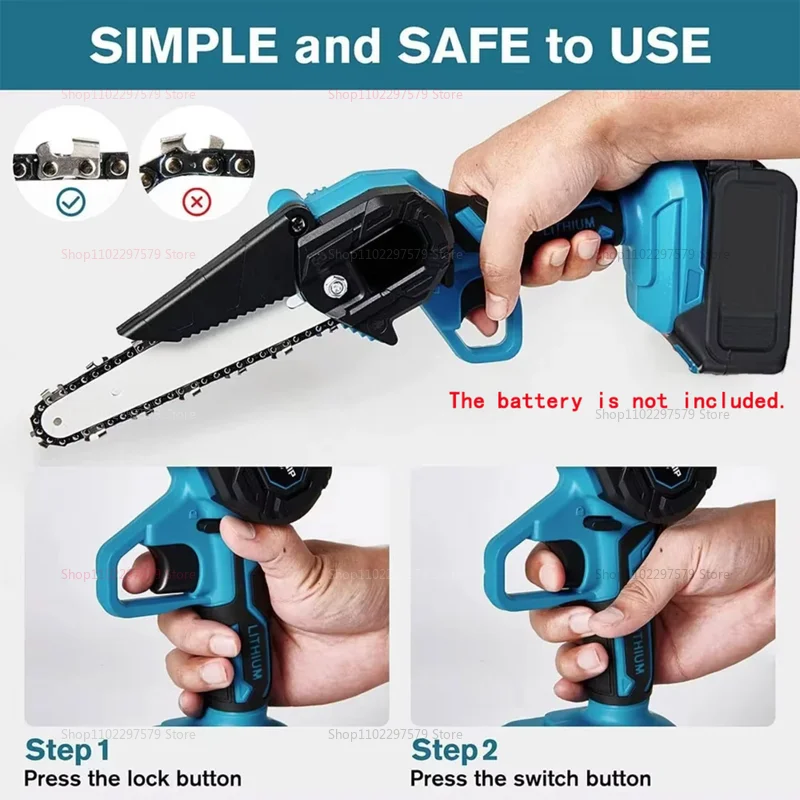 منشار كهربائي لاسلكي 6 بوصة يعمل بالبطارية أداة تسجيل الحديقة لقطع الخشب لا يتضمن البطارية #4