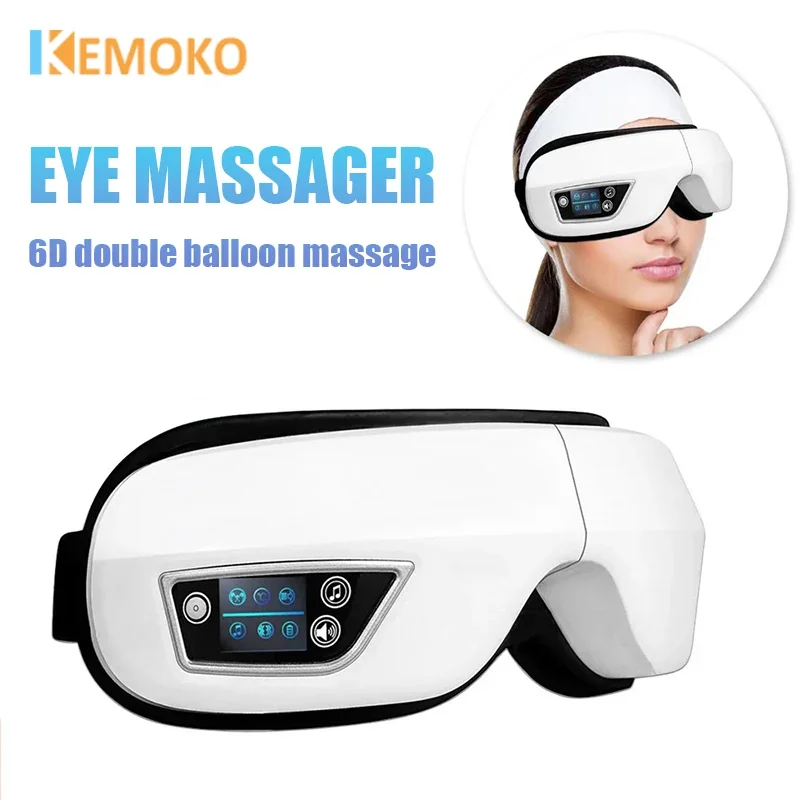 6D Eye Massager Smart Airbag Vibration Bluetooth Music Eye Care Instrument Hot Compress Eyes Massage Glasses Fatigue Pouch Care