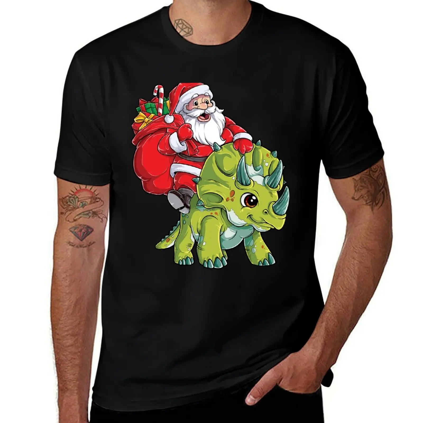 

Christmas shirts for Boys Santa Dinosaur Triceratops Gifts T-Shirt topping Louboutins tees T-shirt men