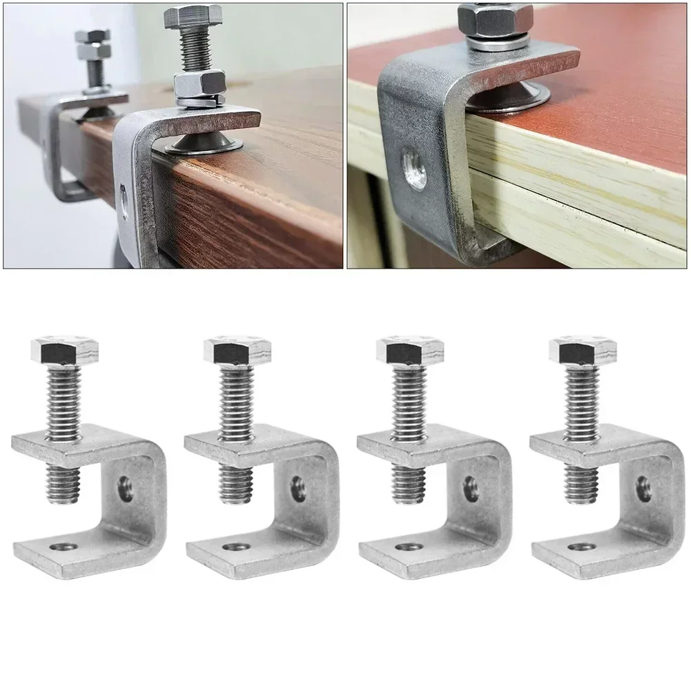 U-shaped Clip C-clamp Jaw 1/2/4pcs For Mounting Hardware M6 Threaded Hole Tiger Clamp With Screw 0-20mm Silver