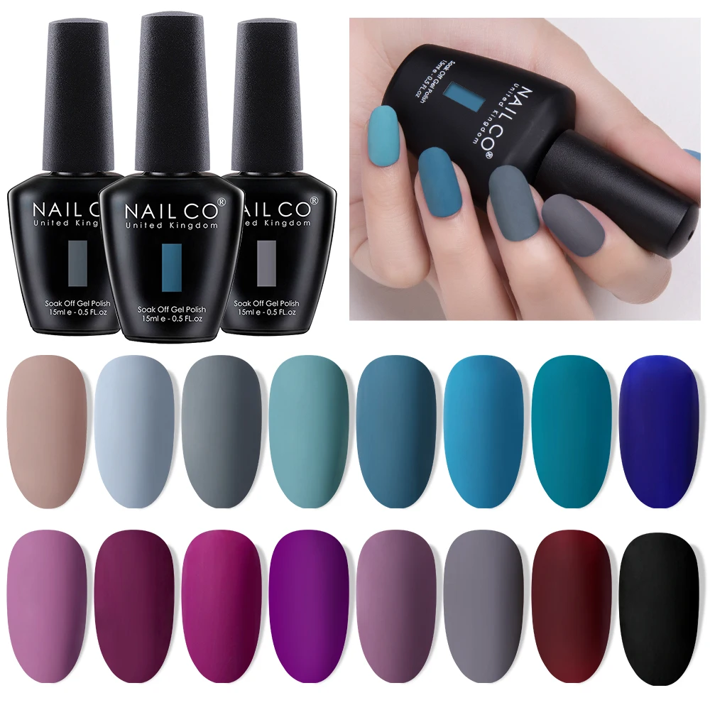 NAILCO Niebieska Seria Kolorów 15ml Letni Lakier Hybrydowy do Paznokci Żelowy Lakier do Paznokci Farba do Stemplowania Tusz Top LED Lakier do Paznokci Soak Off Żel Lak