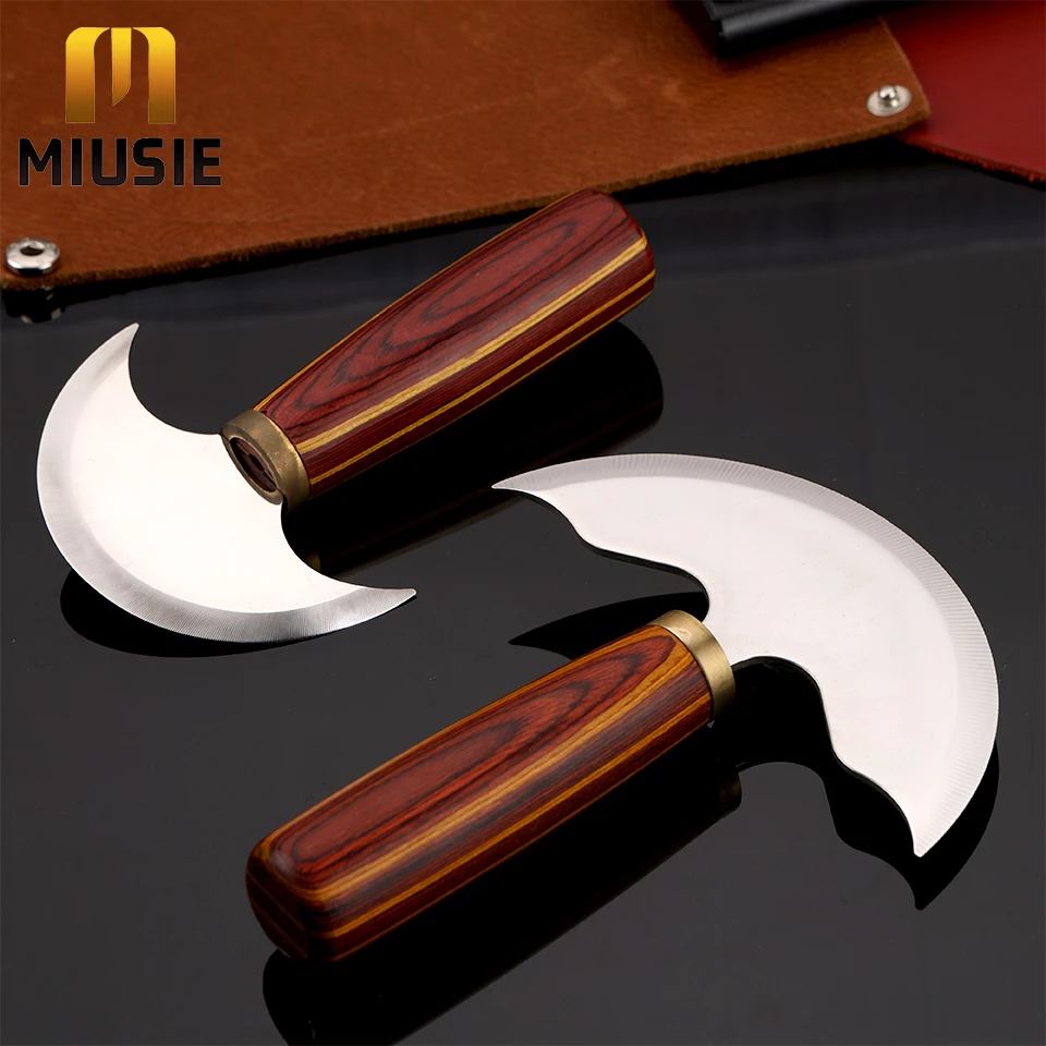 

MIUSIE Professional Cutting Knife Half Round Blade Craft Knife DIY Handcraft Wood Handle Cutting Skiving Cutter Tool