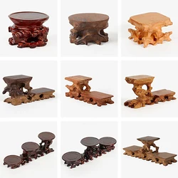 Retro Tea Table Teapot Cup Base, Vase Decoration, Solid Wood, Bonsai Statues, Stone Pedestal Display, Wooden Base Serving Tray