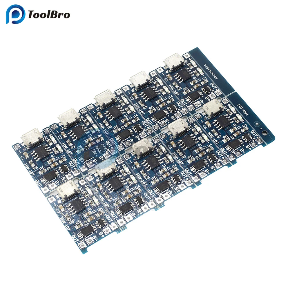 10PCS 5V 1A Micro USB 18650 Lithium Battery Charging Power Supply Module TP4056 Li-ion Battery Charger Protection Board