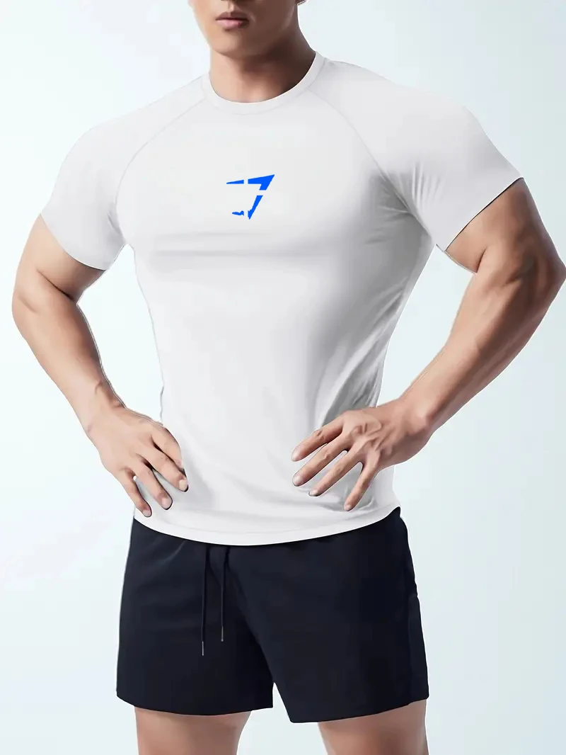 Fitness T-shirt with high elasticity, quick drying and breathable short sleeves suitable for sports running and fitness clothes image 2
