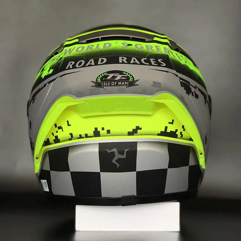 خوذة X-Spirit 3 لكامل الوجه باللون الأخضر The Isle of Man TT Races Street Racing X14 X-Fourteen خوذة دراجة نارية كاسكو دي موتوسيكلتا #3