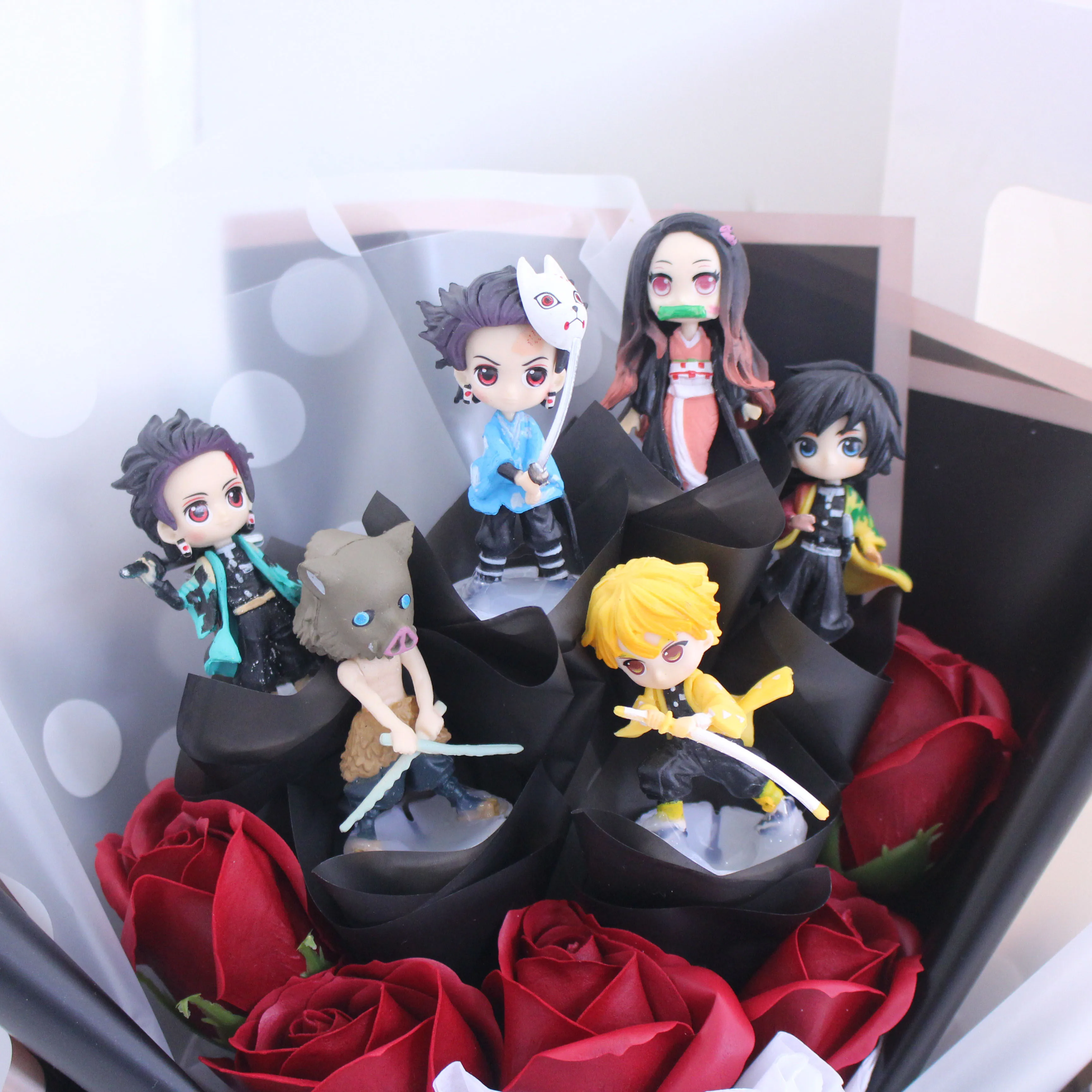 Demon Rengoku Lovely Plastic Anime Action Figure Toys Cartoon Bouquet Gift Box Valentine Birthday Christmas Gifts