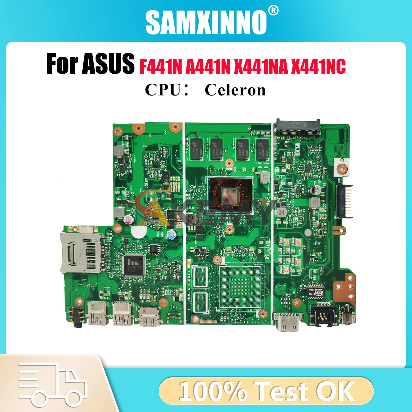 

X441NA Материнская плата для ноутбука ASUS VivoBook A441N F441N X441N X441NC X441NA Материнская плата с процессором Celeron 100% тестирование ОК быстрая доставка