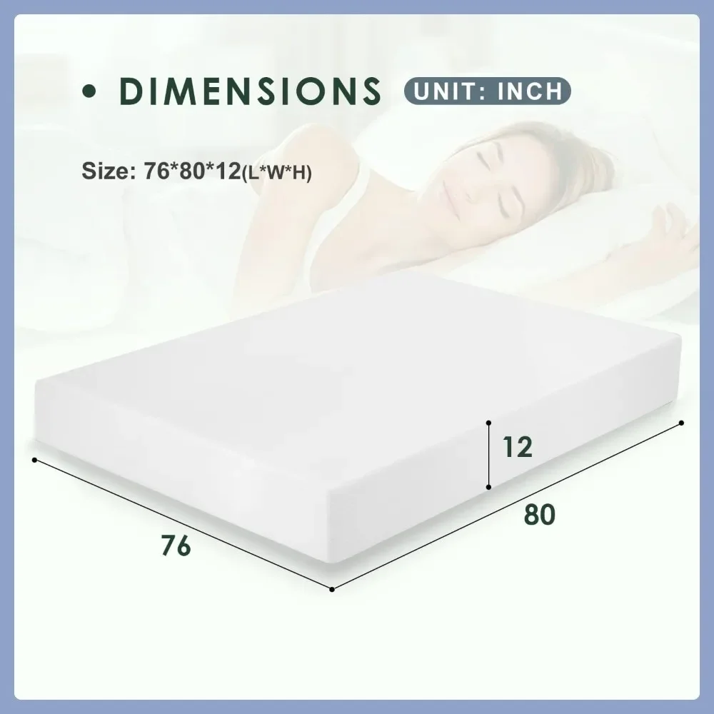 12 Inch Gel Memory Foam Mattress/Bed-in-a-Box/Bed Mattress/Medium Firm Mattress with Removable Cover Fiberglass